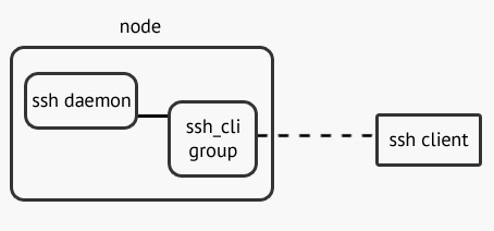 visual description a standalone group being connected to by an ssh client